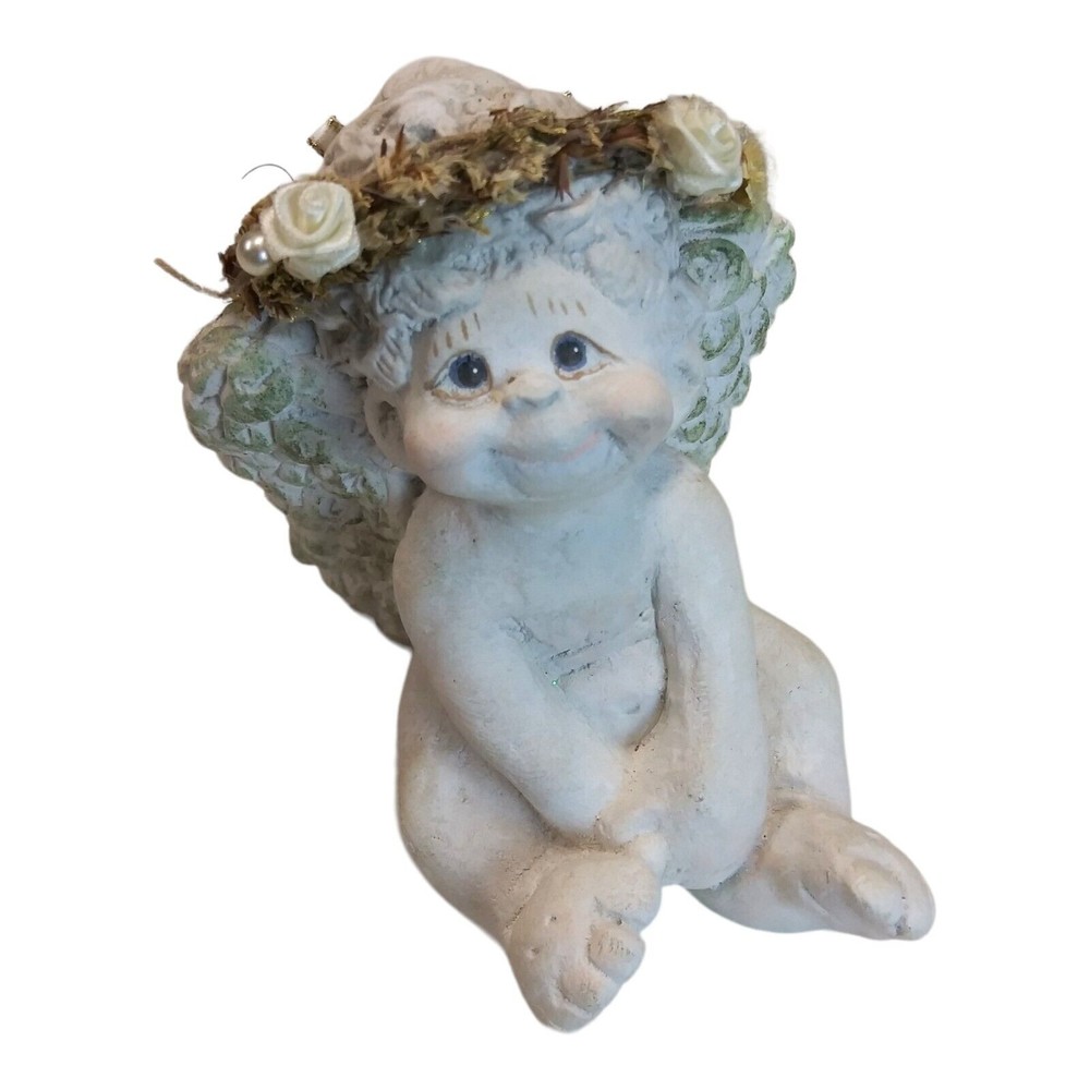 Vintage Dreamsicles Cherub Figurine Golden Sitting Pretty Signed Figure 1995 VTG